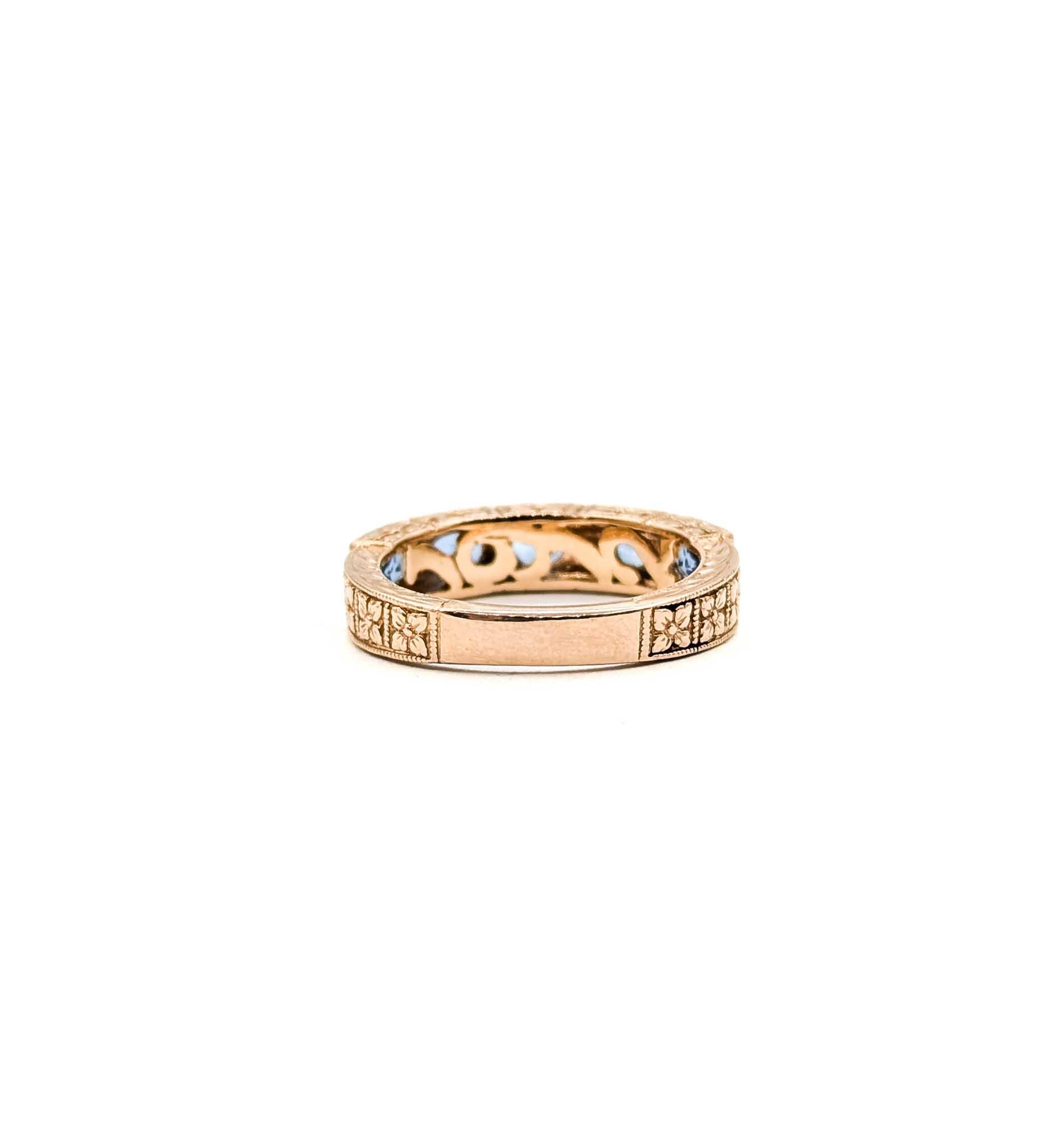 Anello con acquamarina incisa in oro rosa 14 carati in vendita 2