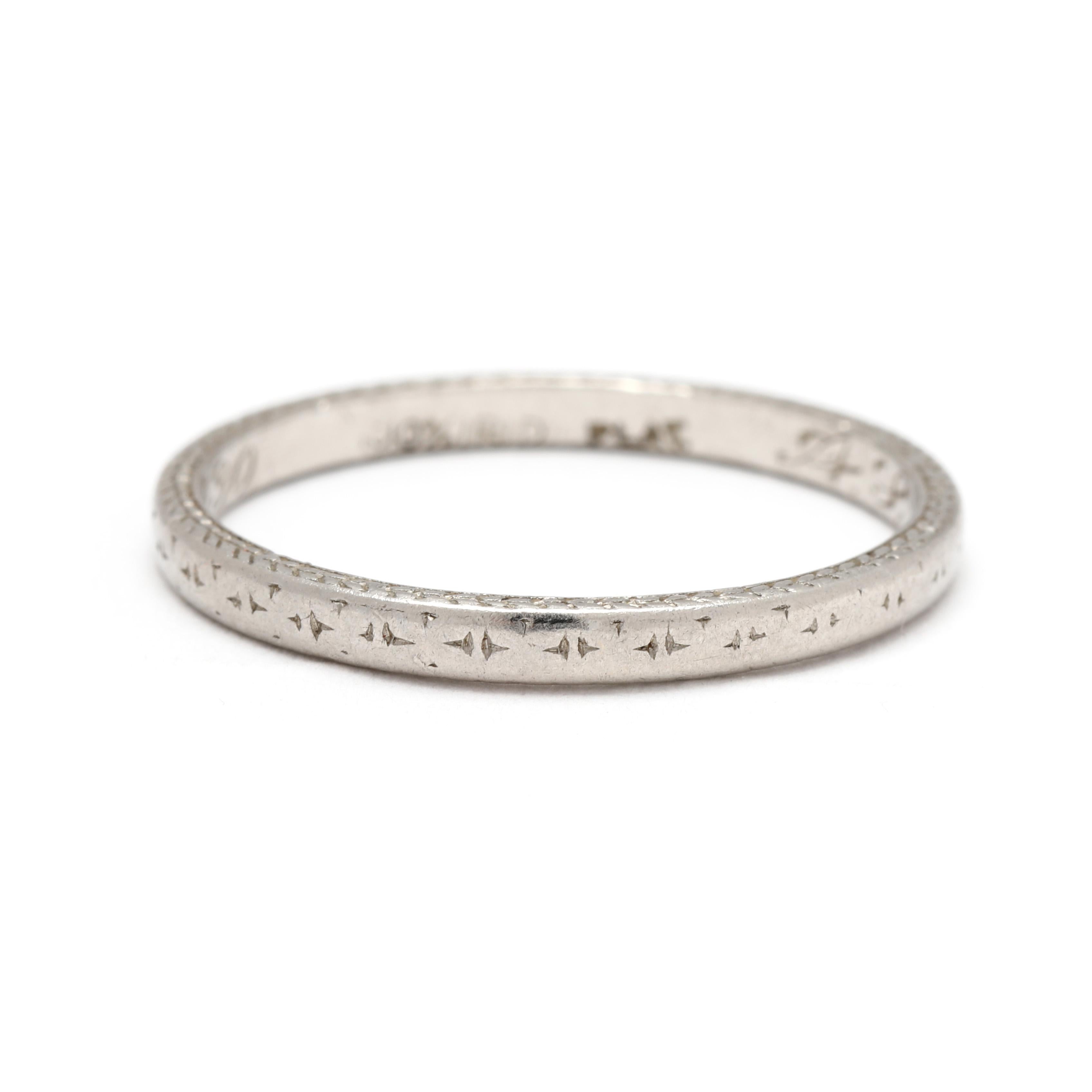 Anello a fascia inciso, platino, 