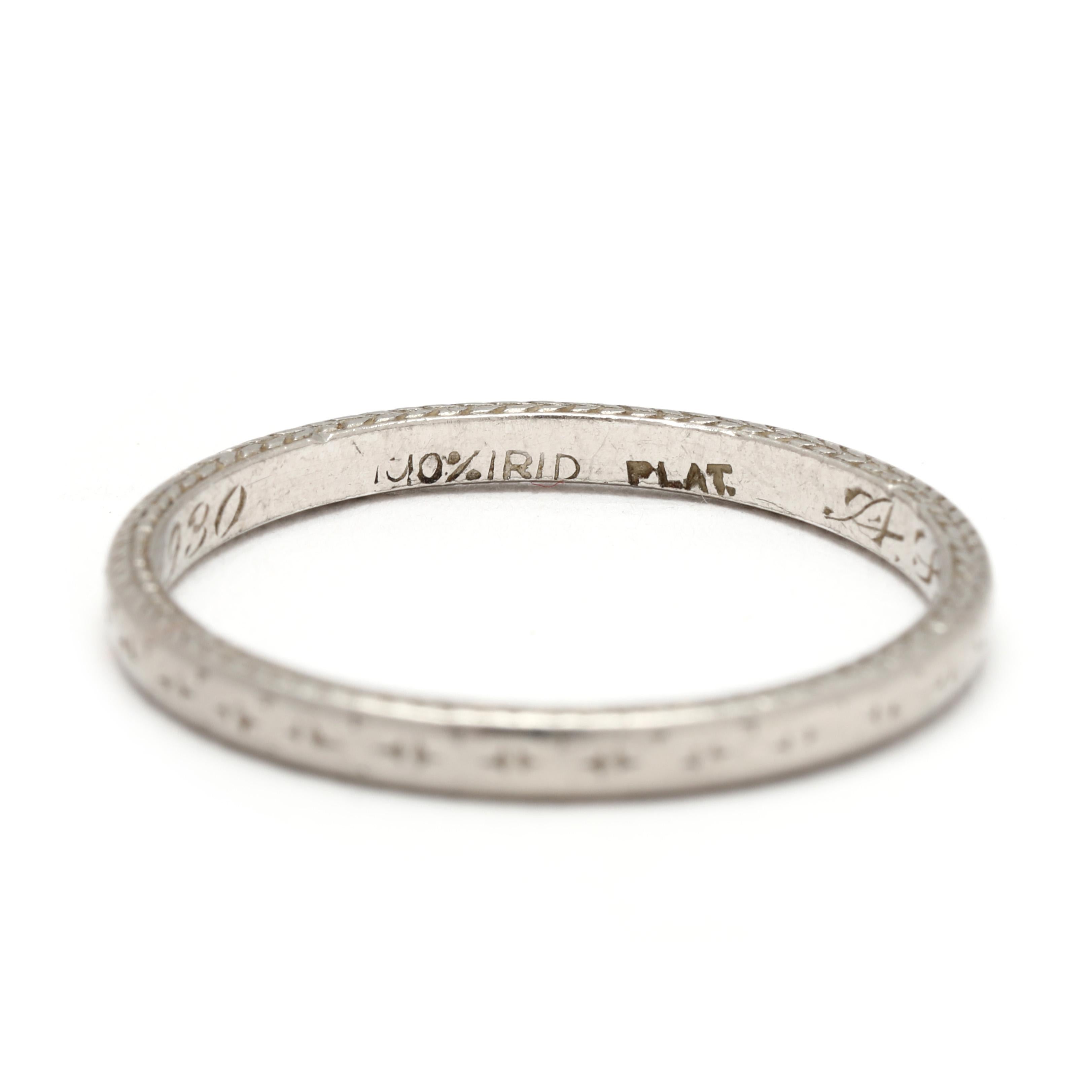 da uomo o donna Anello a fascia inciso, platino, 