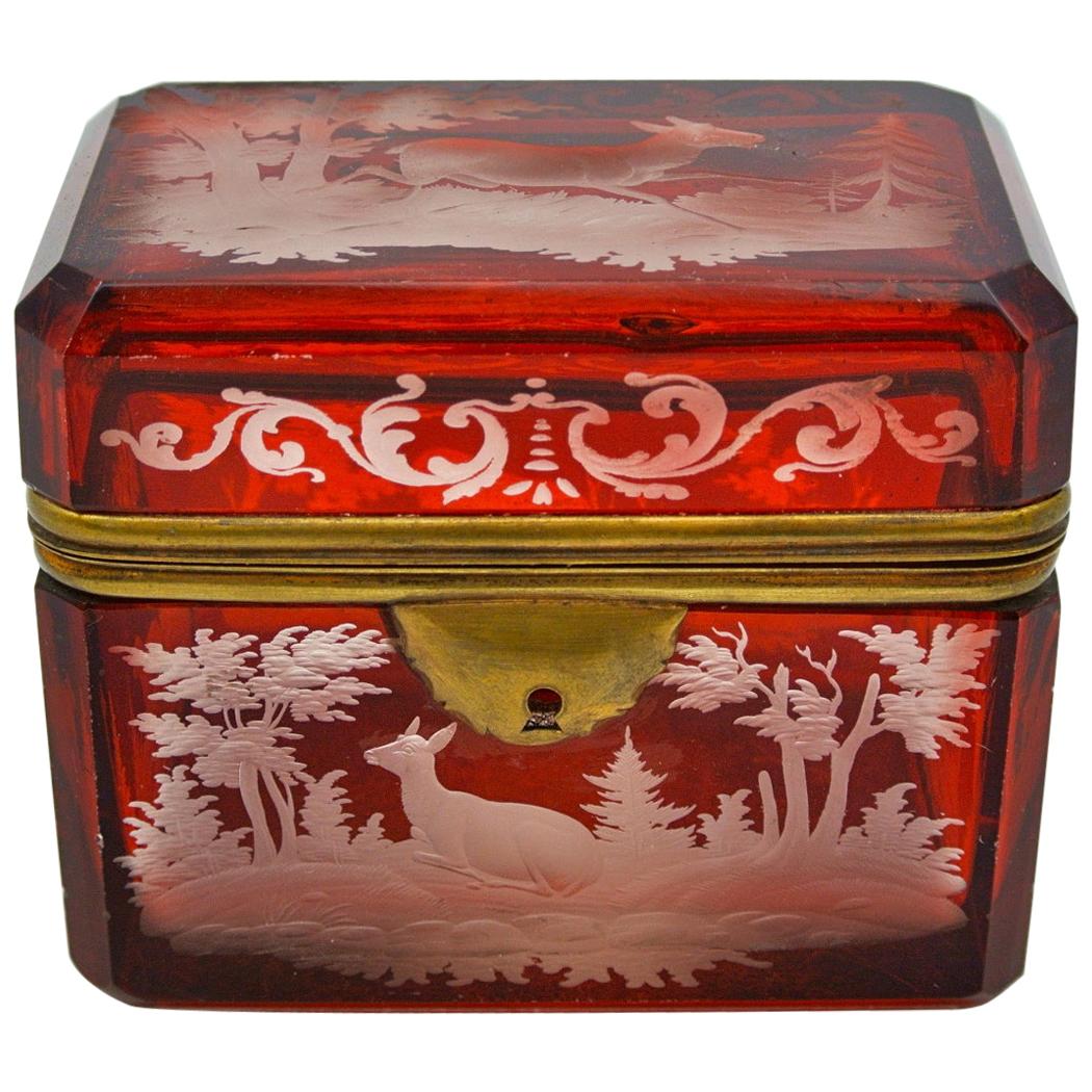 Engraved Bohemian Crystal Box, Napoleon III