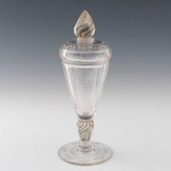 Engraved Bohemian Goblet And Cover With Colour Twist Stem c1730