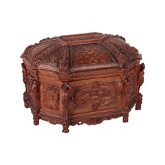 Engraved Box Solid Cherry Italy 19th Century