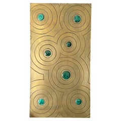 Engraved Brass and Malachite Wall Sculpture