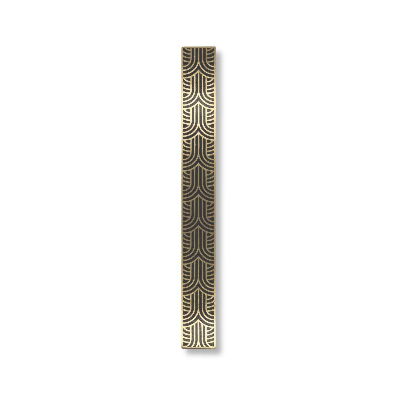 Brass Engraved brass cabinet pull , 30cm Art Deco collection For Sale