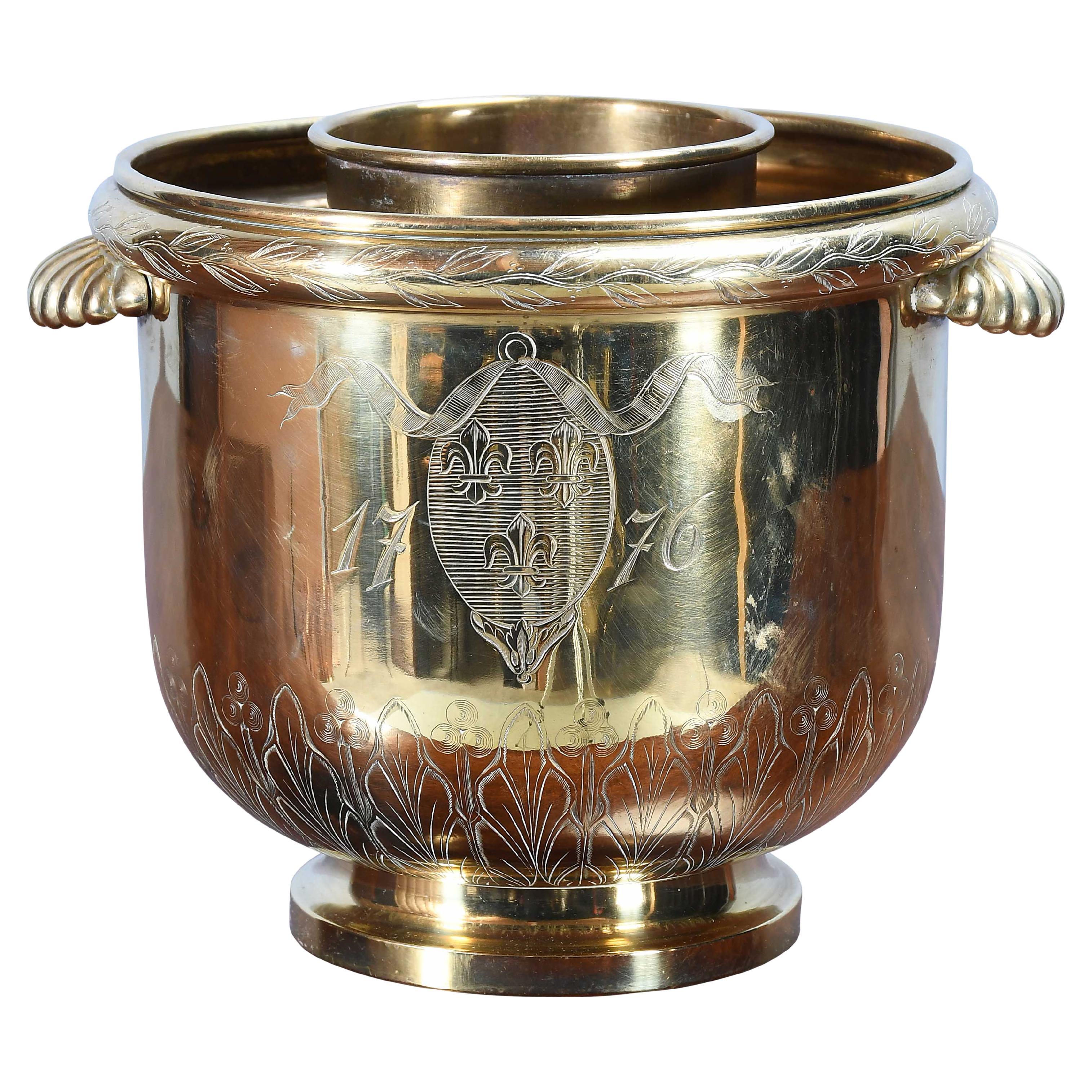 Engraved Brass Champagne Cooler