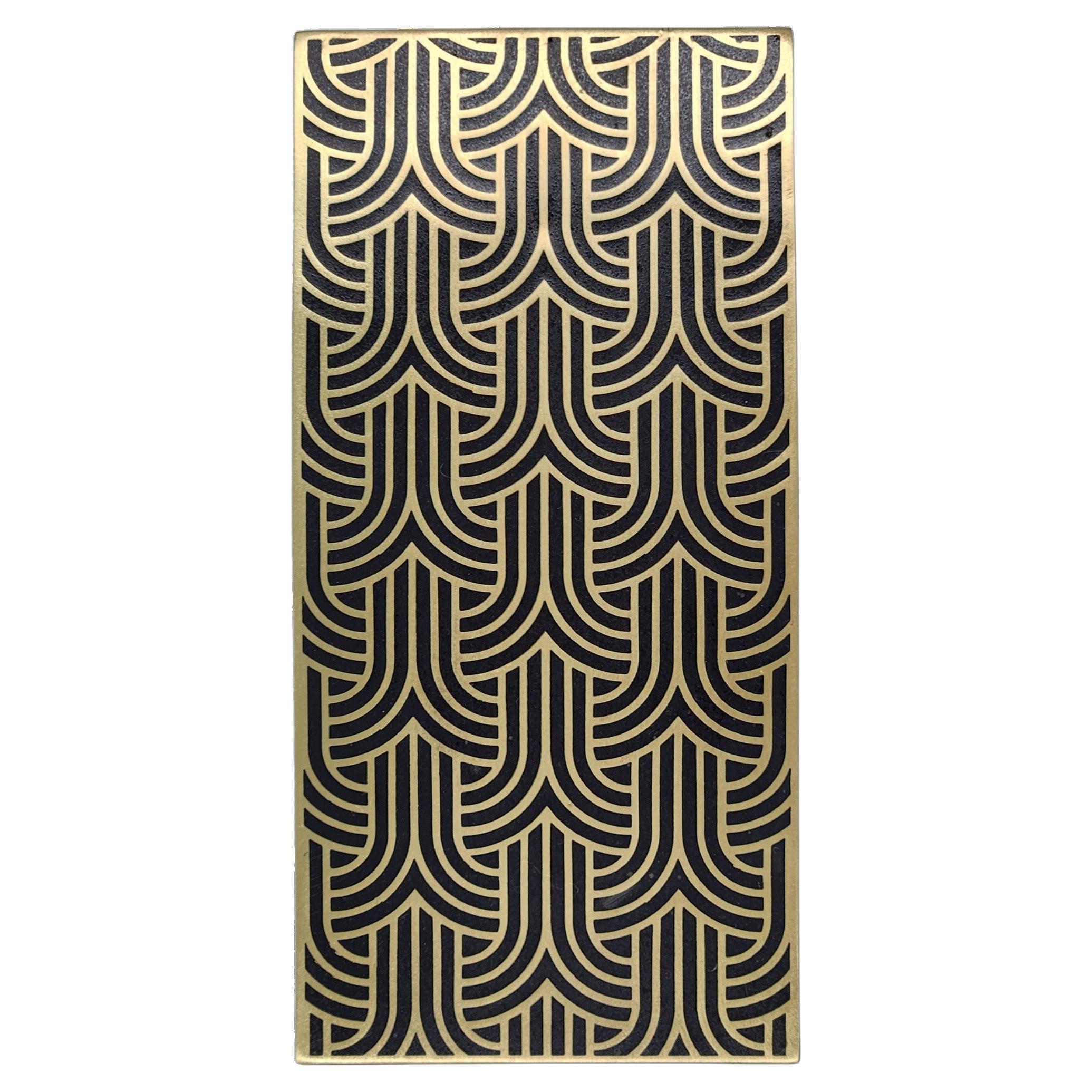 Poignée de porte en laiton gravé de la collection Art déco, 18,5 cm x 9 cm