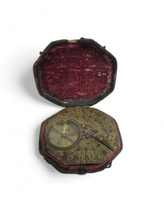 Engraved Brass Portable Sundial Signed “Menant à Paris”