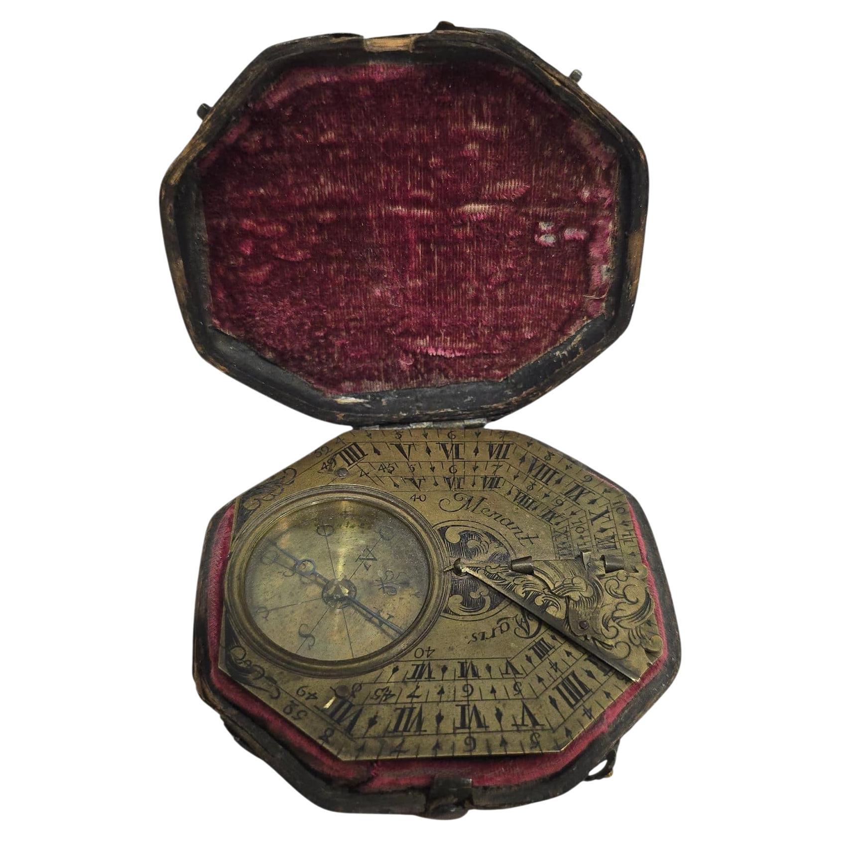 Cadran solaire portatif en laiton gravé signé "Menant à Paris"