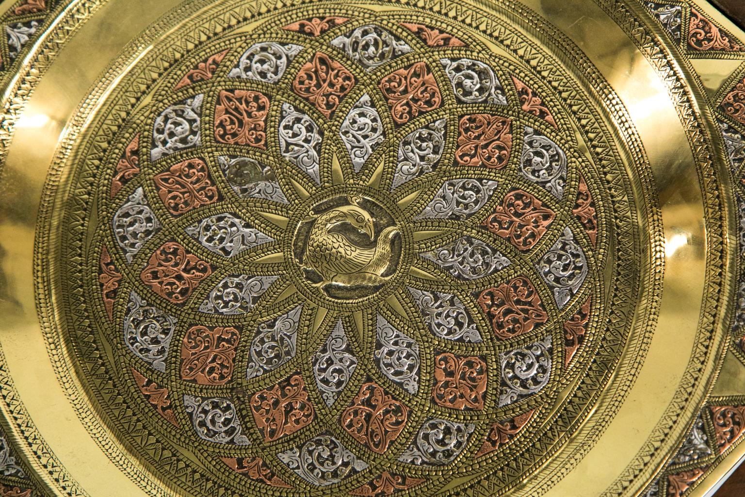 Central Asian Engraved Brass Tray Table