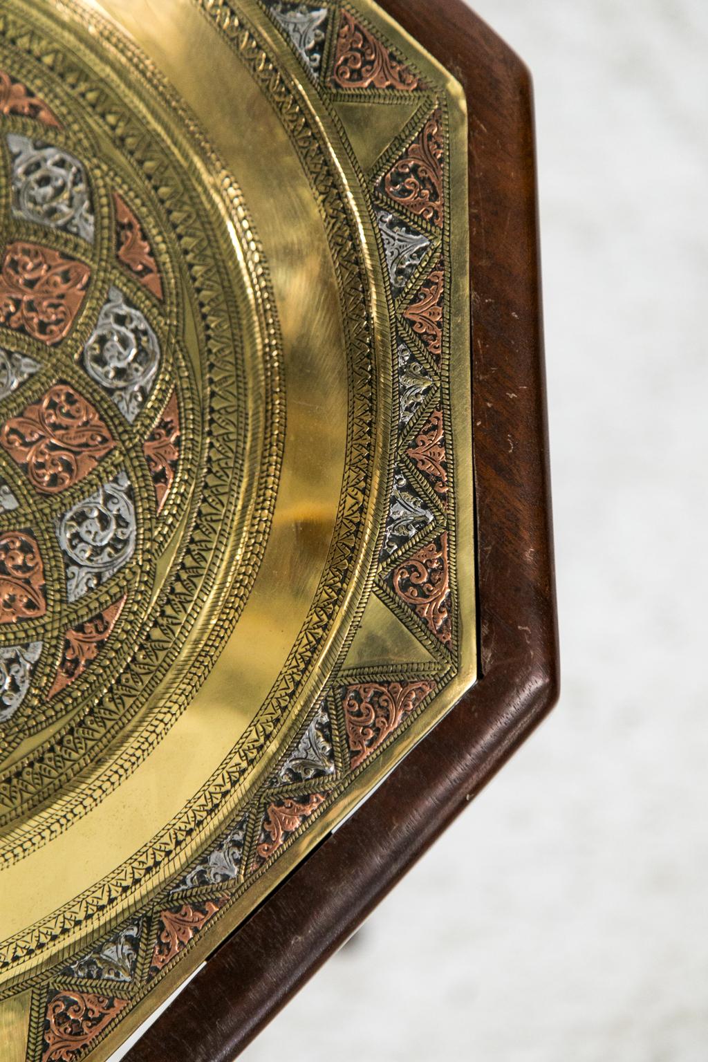 Engraved Brass Tray Table 2