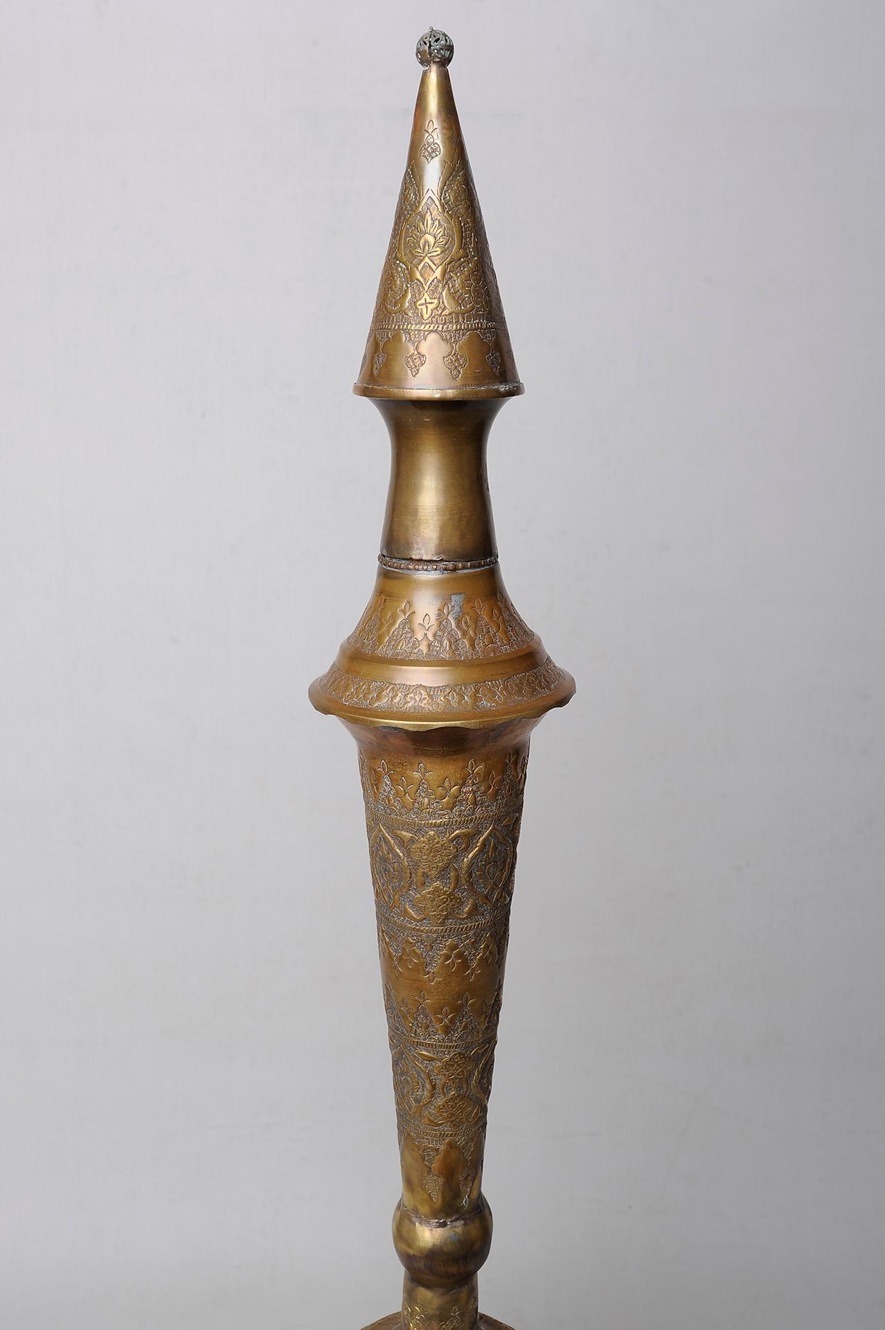 Syrian Engraved Brass Vase For Sale