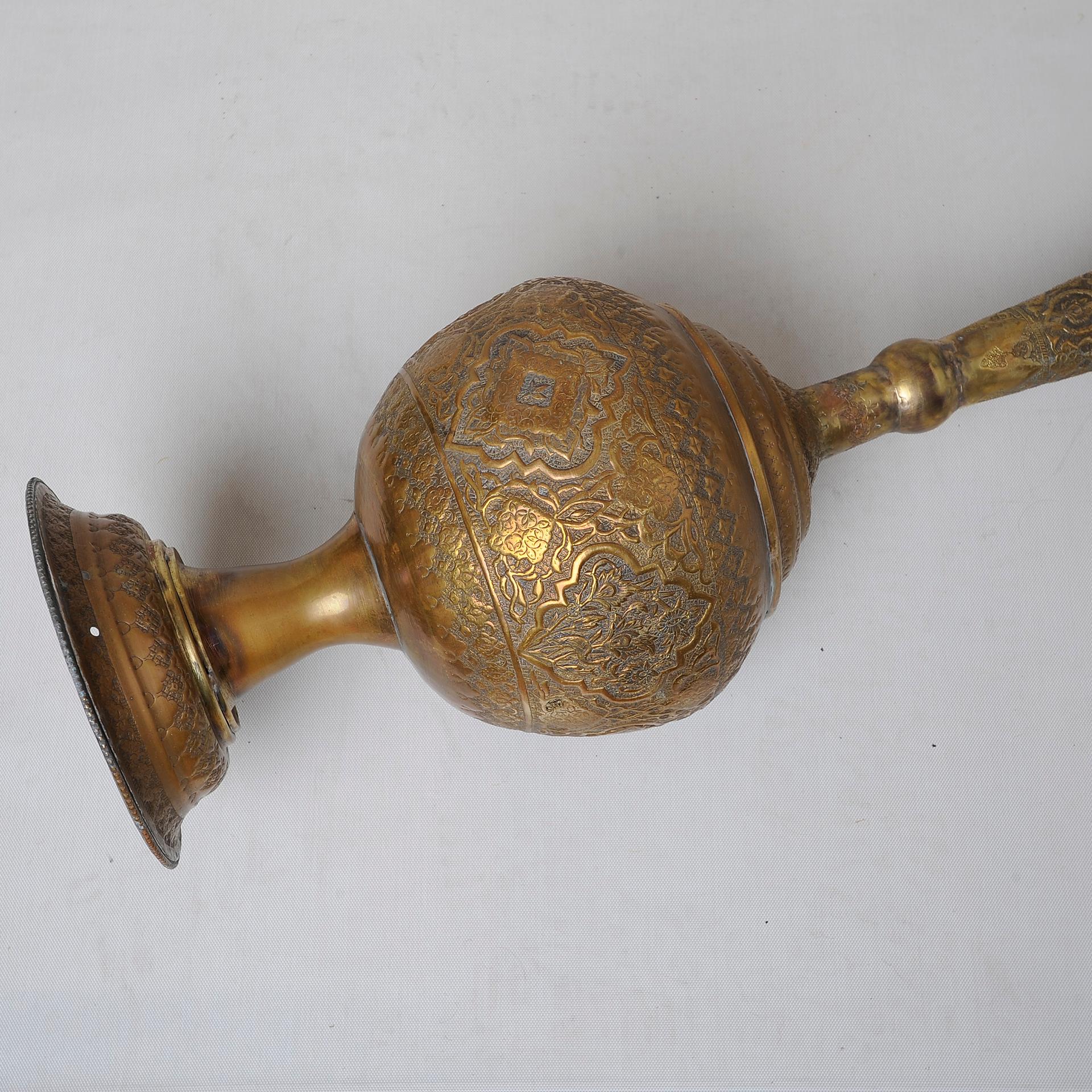 20th Century Engraved Brass Vase For Sale