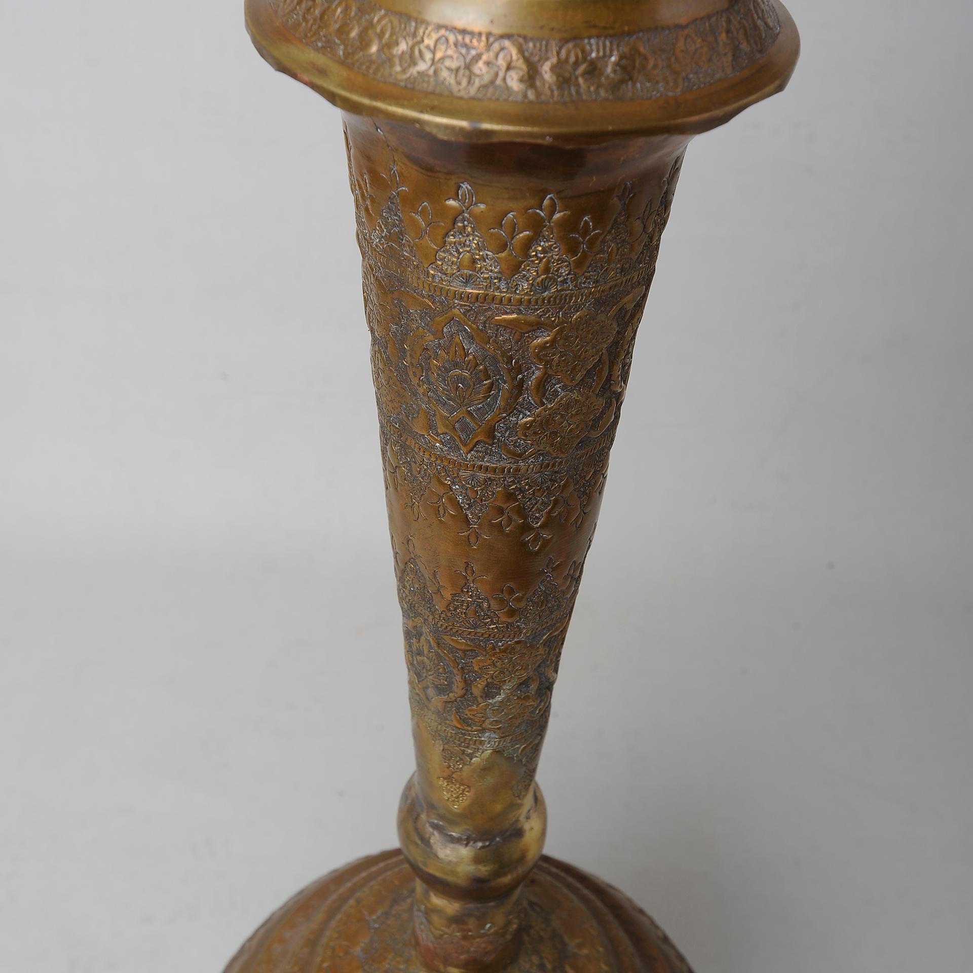 Engraved Brass Vase For Sale 2