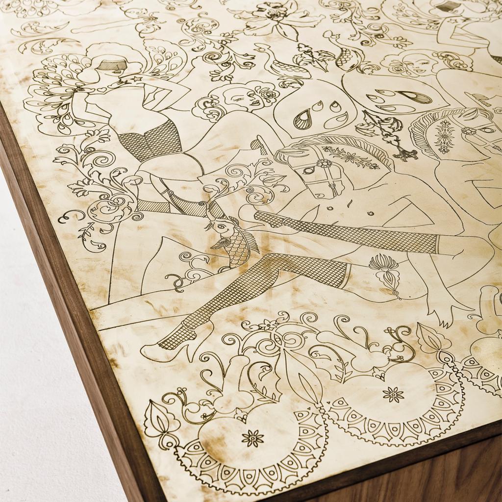 engraved dining table