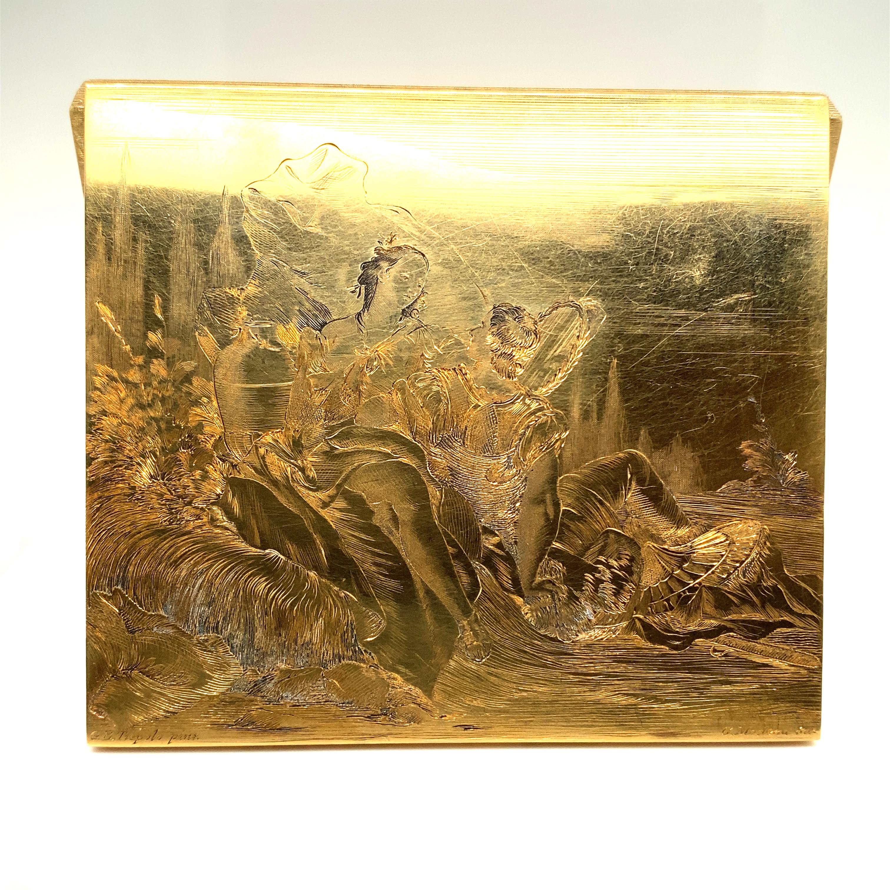 Engraved Cigarette Case in Yellow Gold 18 Karat 4