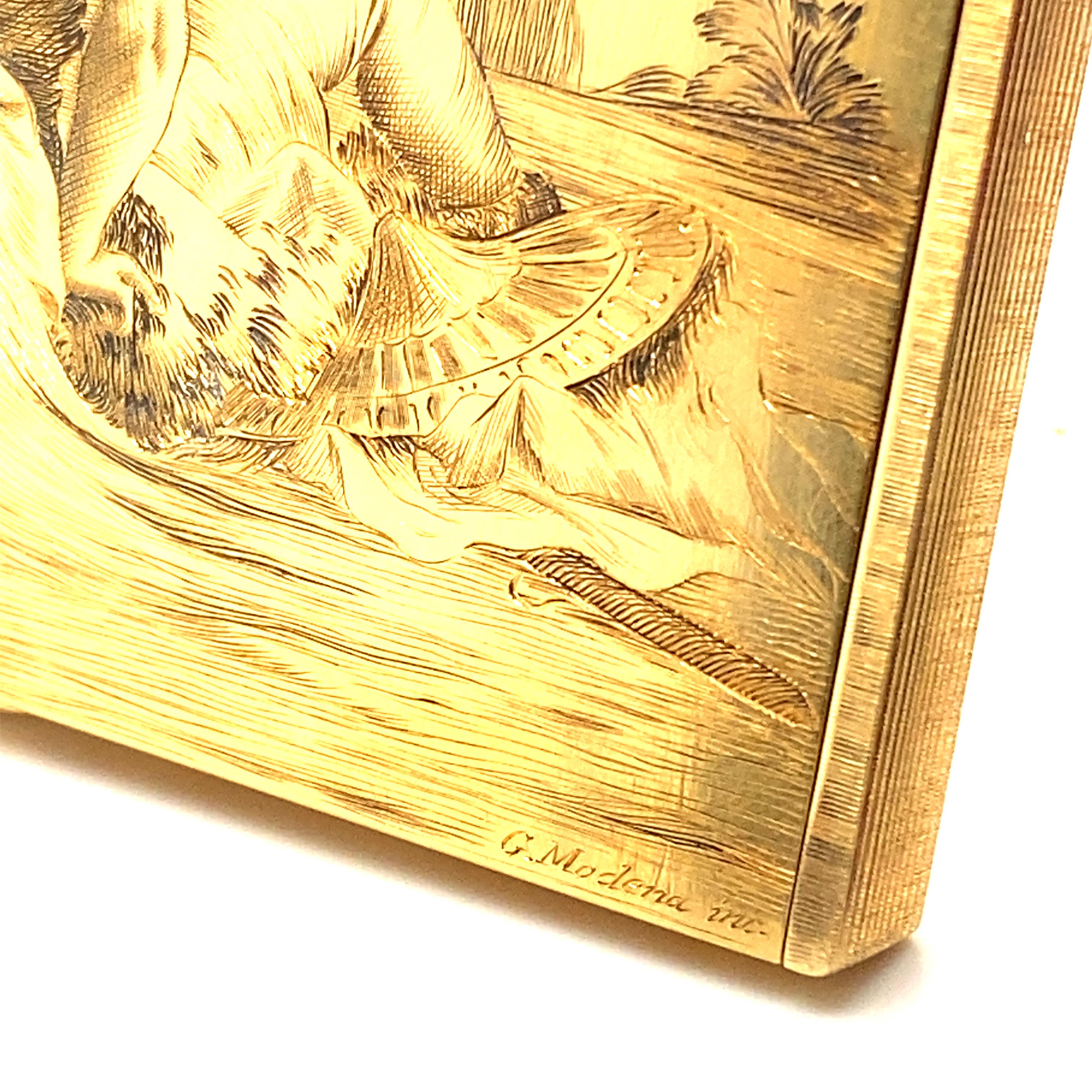 Engraved Cigarette Case in Yellow Gold 18 Karat 6