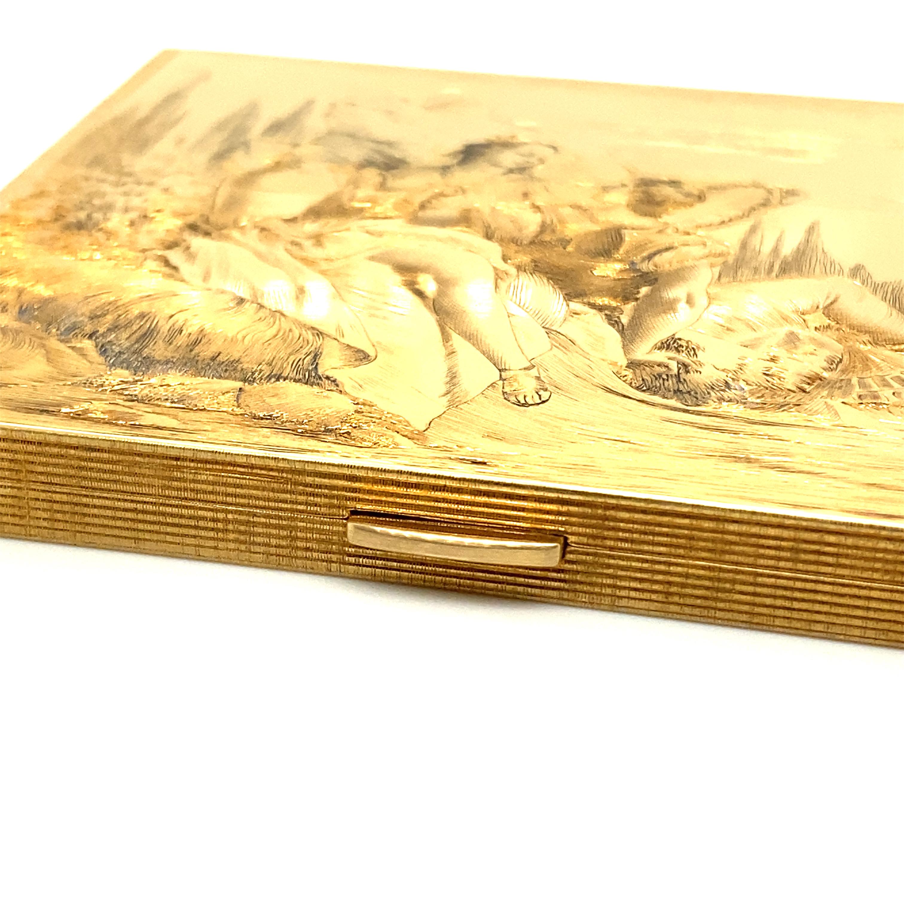 Engraved Cigarette Case in Yellow Gold 18 Karat 10