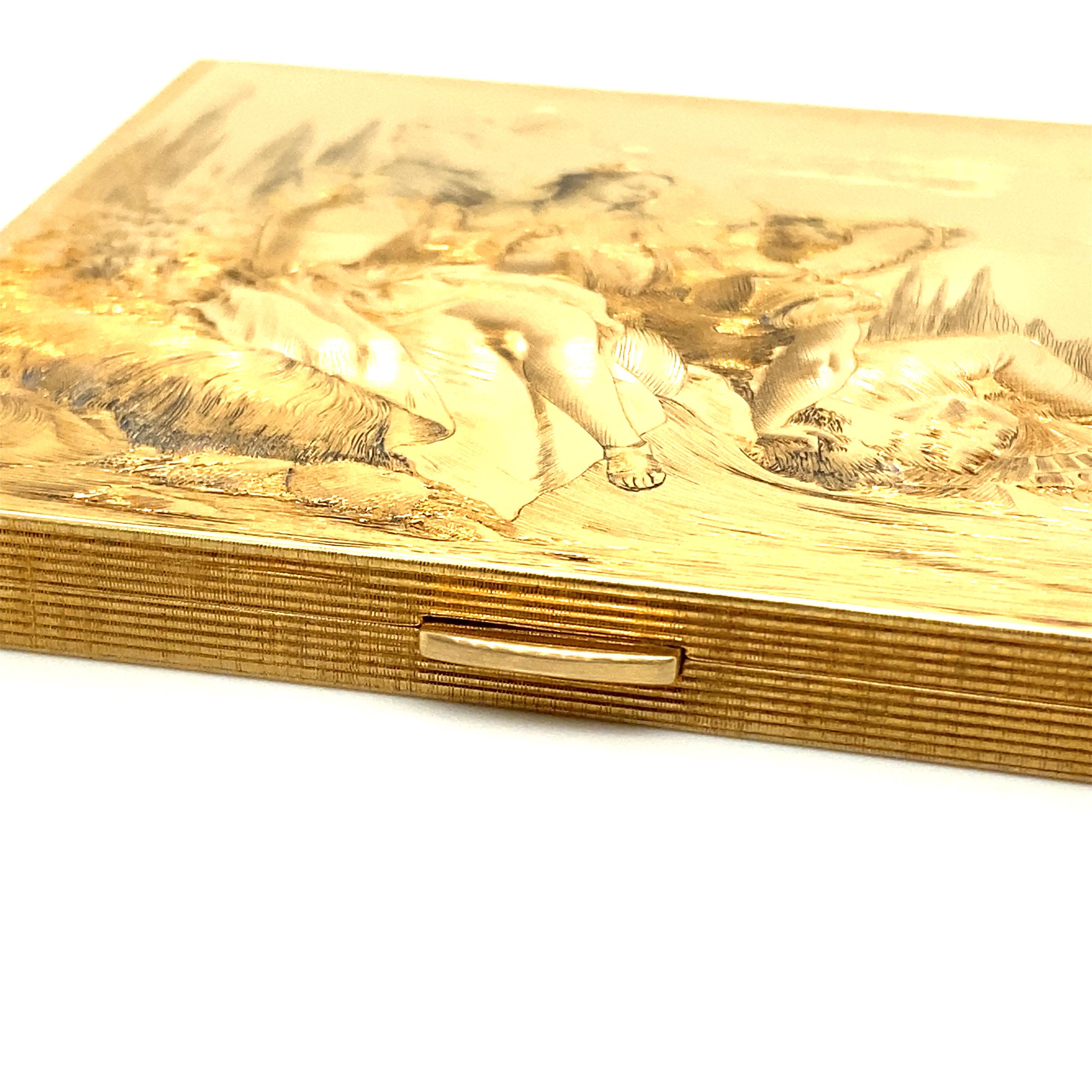 Gravur-Zigarettenetui aus Gelbgold 18 Karat 11