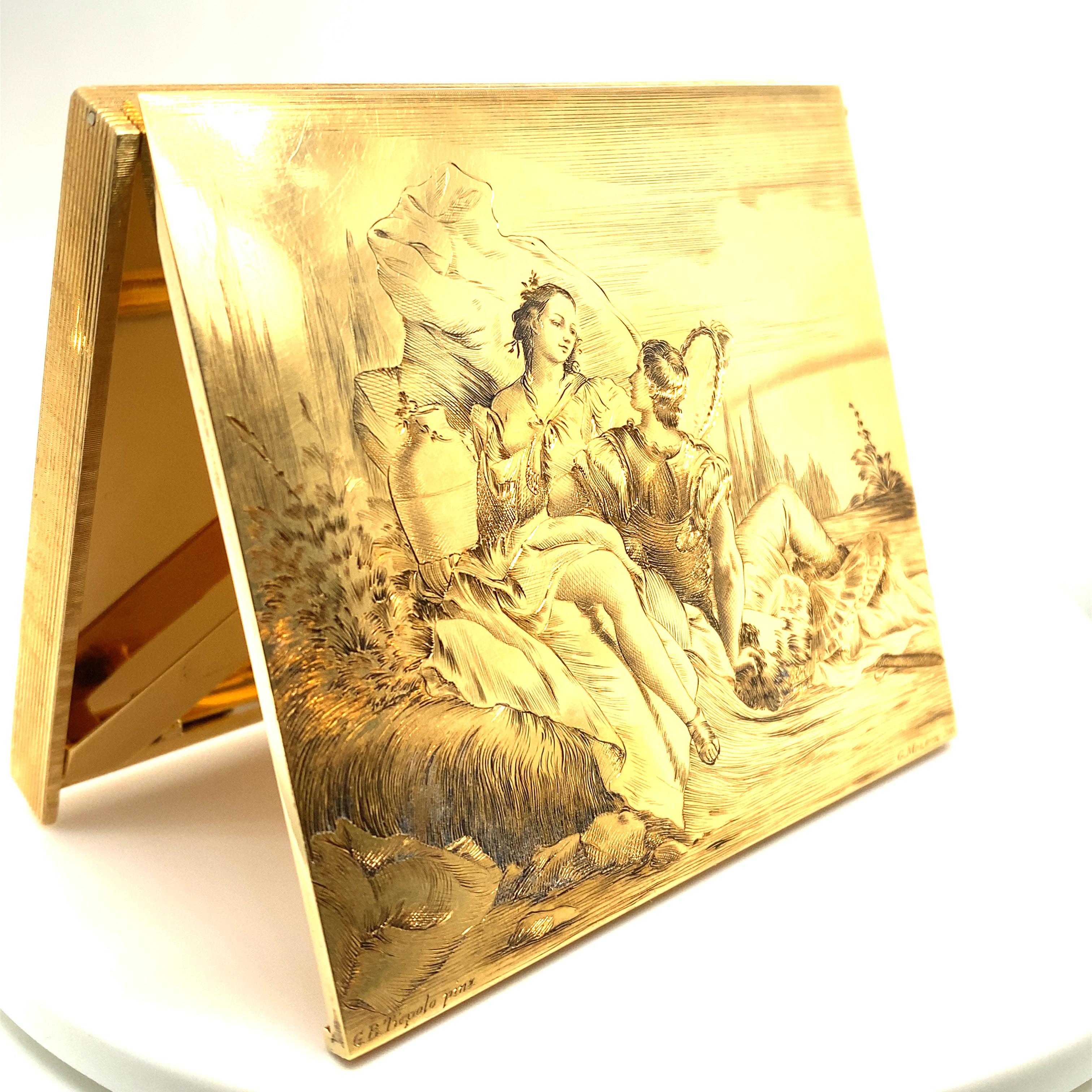 Engraved Cigarette Case in Yellow Gold 18 Karat 1