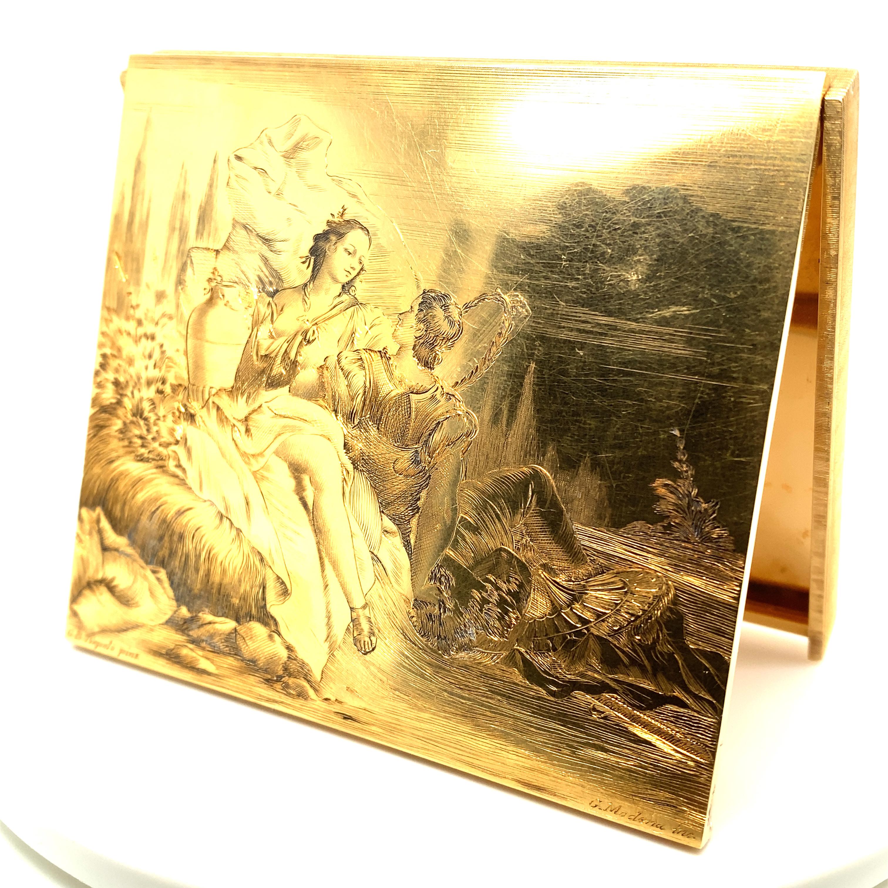 Engraved Cigarette Case in Yellow Gold 18 Karat 3