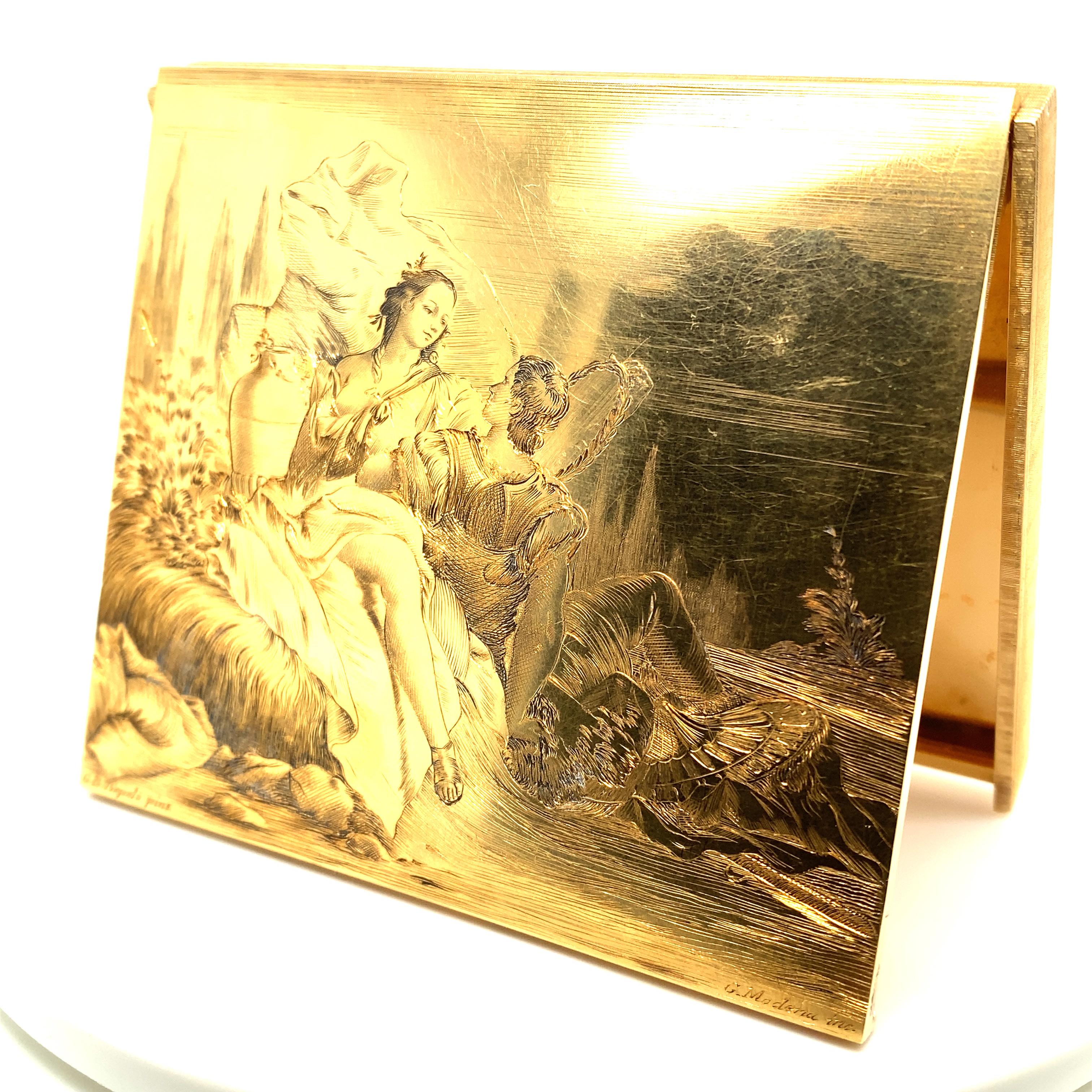Gravur-Zigarettenetui aus Gelbgold 18 Karat 4