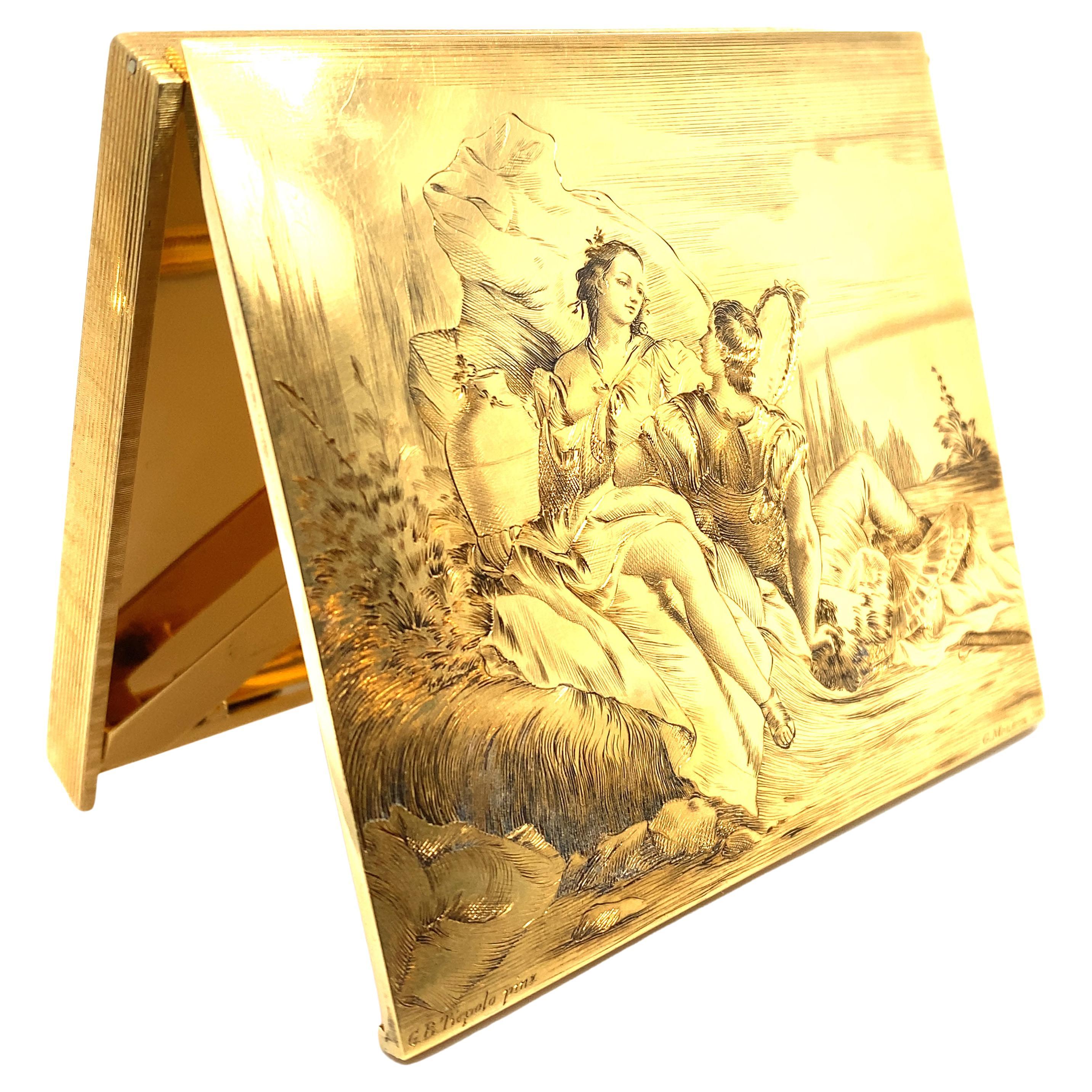 Engraved Cigarette Case in Yellow Gold 18 Karat