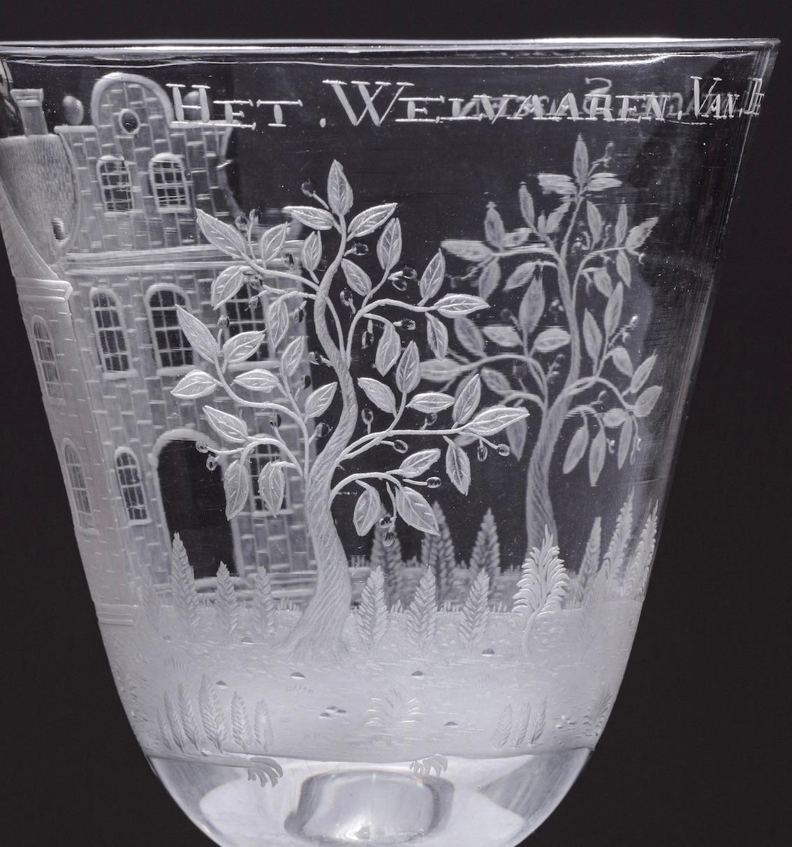 Engraved Commemorative Surinam Plantation Glass, History of 18th Century Slavery For Sale 1