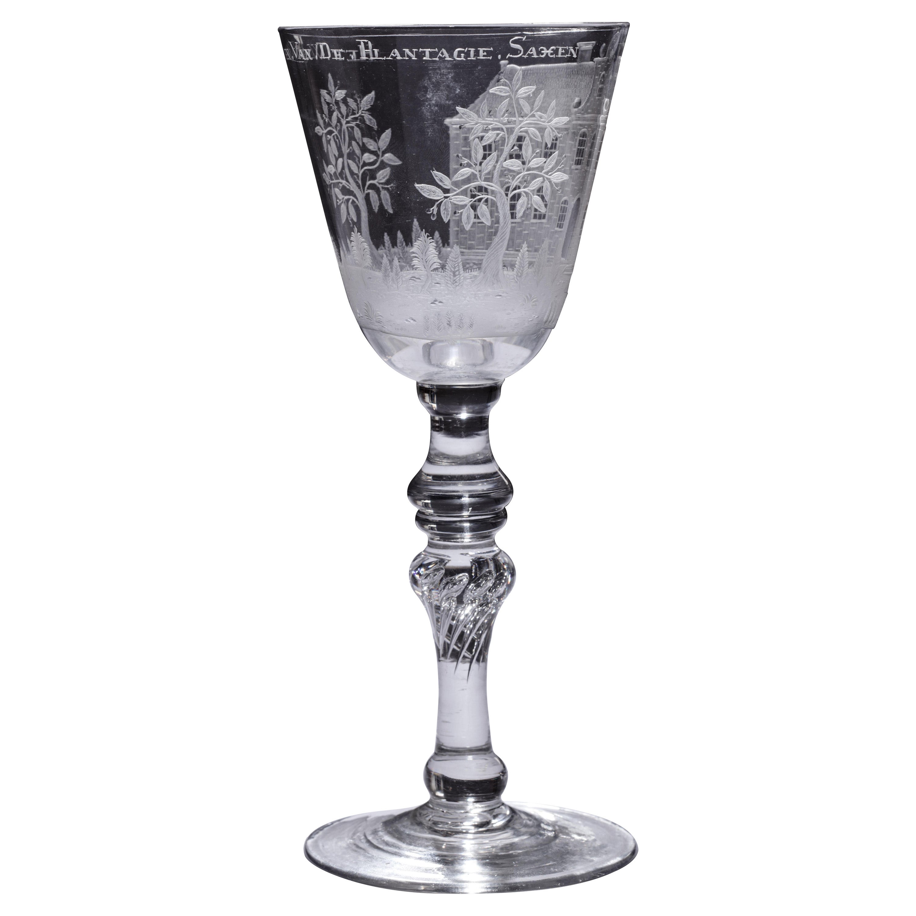 Verre commémoratif gravé de la Plantation de Surinam, histoire de l'esclavage au XVIIIe siècle