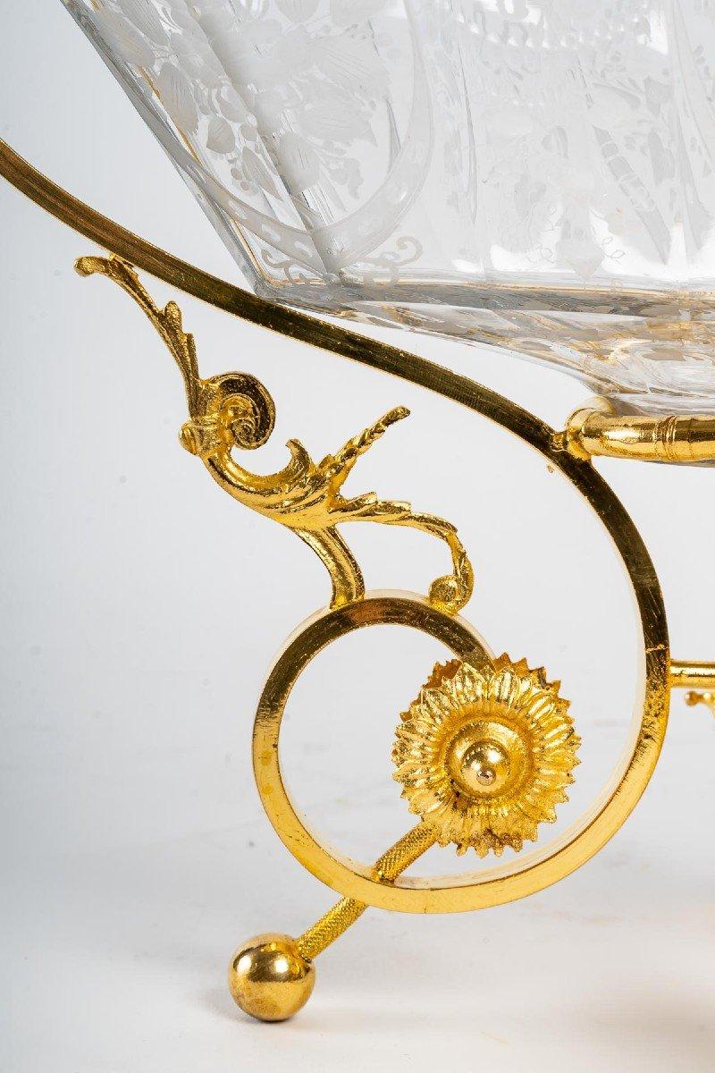 19th Century Engraved Crystal Cup, Gilt Bronze Mounting For Sale