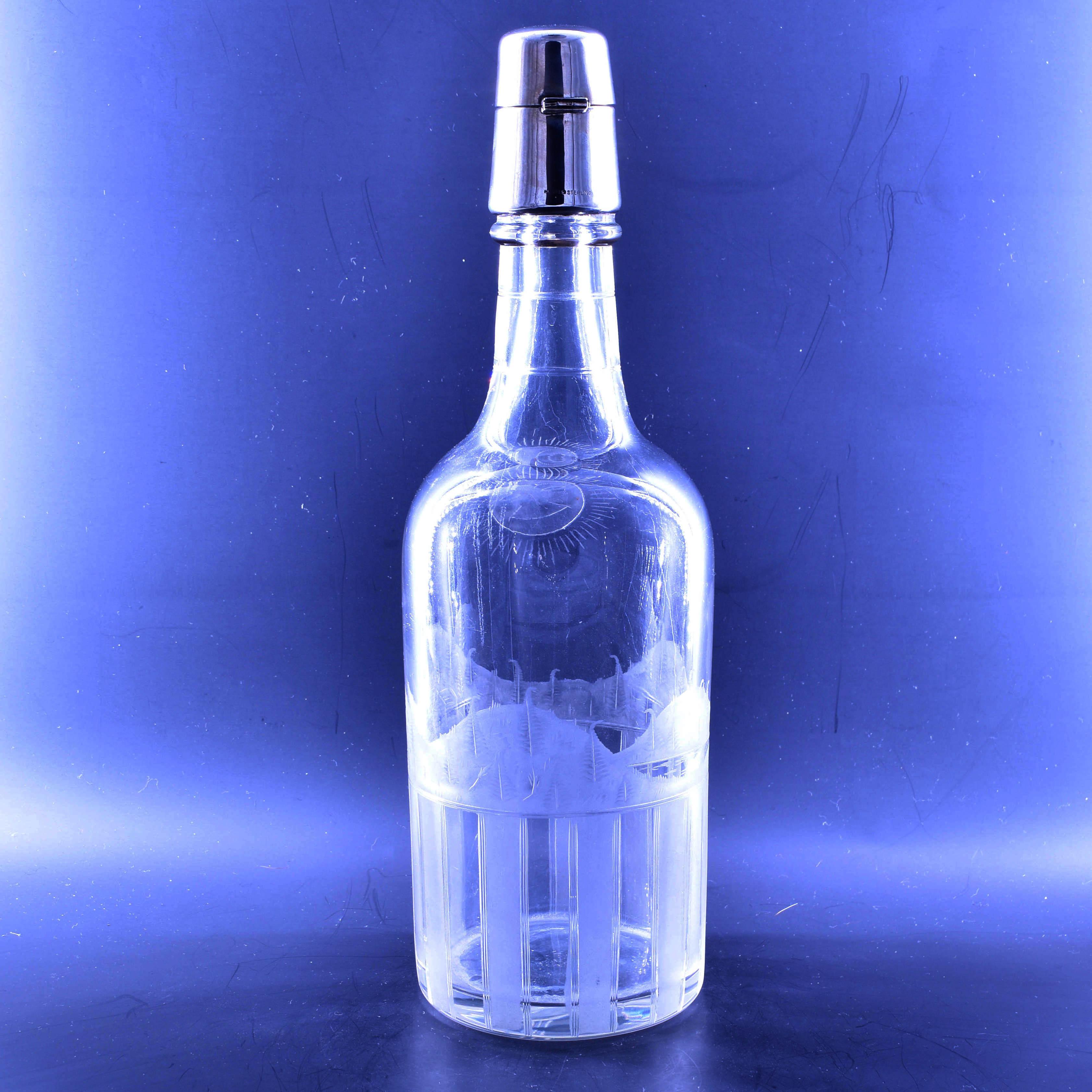 American Engraved Decanter in the Form of a Bottle TG Hawkes & Co., circa 1930 For Sale
