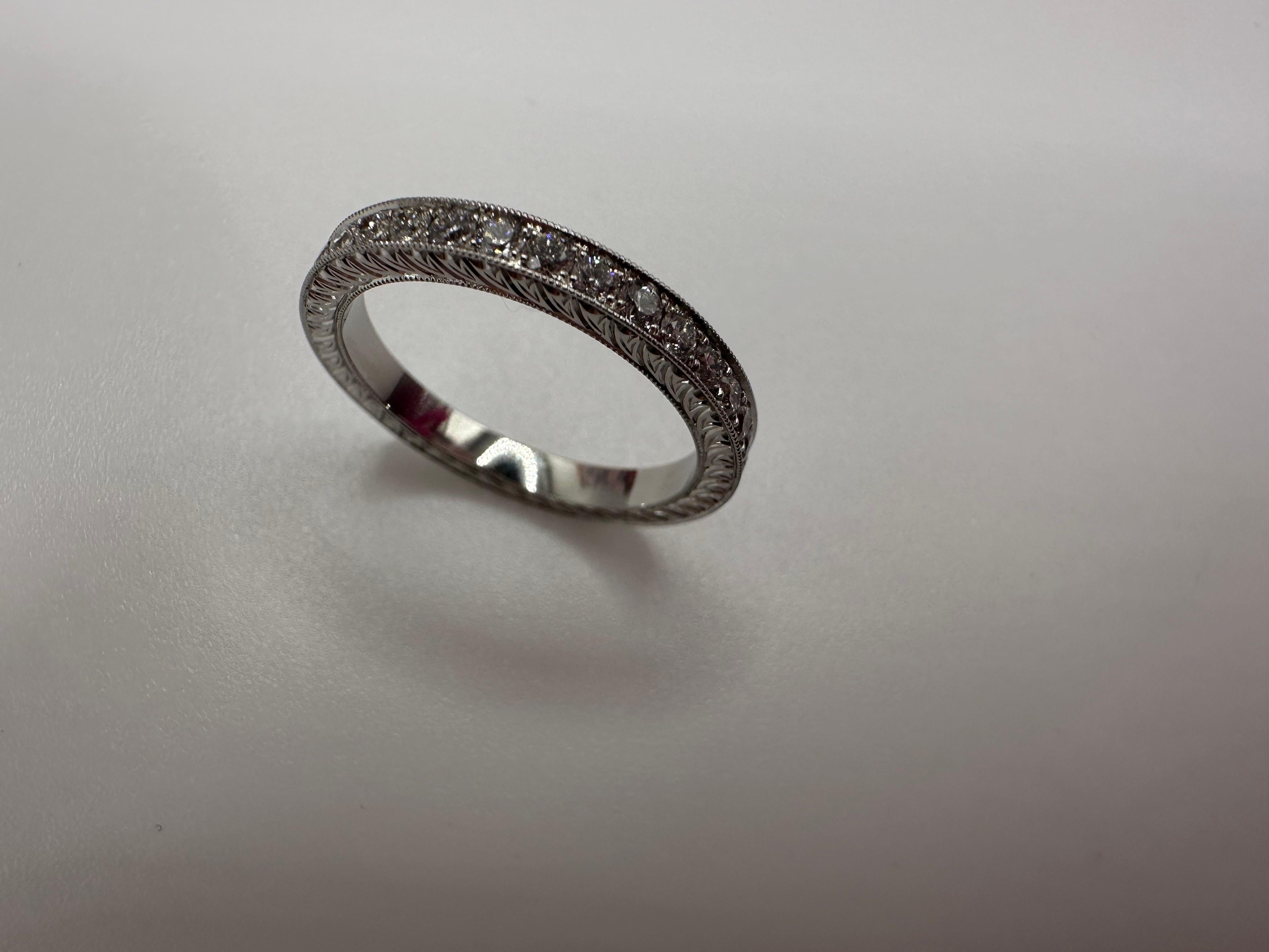 da uomo o donna Fede nuziale con diamante inciso con incisione a mano in oro 18KT 1ct in vendita