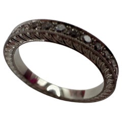 Engraved diamond band wedding band with hand engraving 18KT gold 1ct
