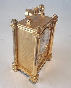 Engraved, Engine Turned Fusee Carriage Clock by Thomas and James Ferguson Cole