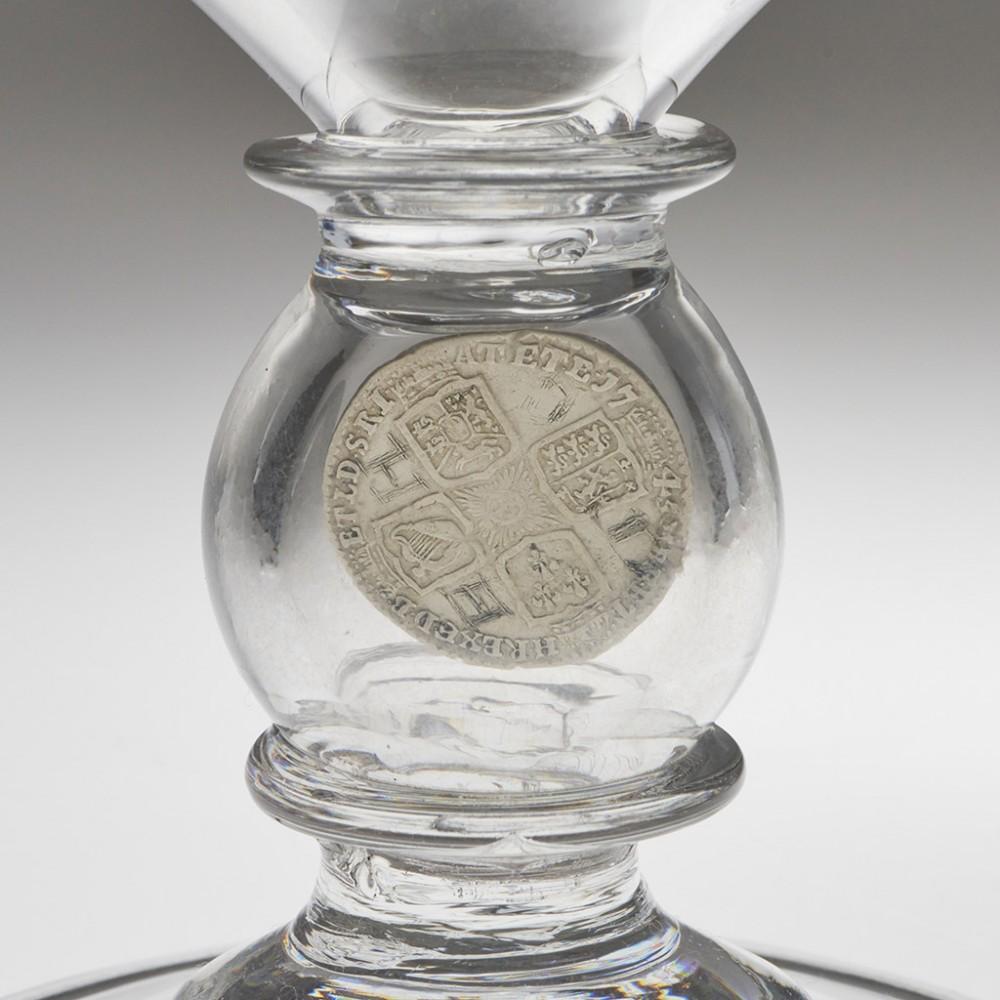 Blown Glass Engraved Georgian Coin Goblet c1810