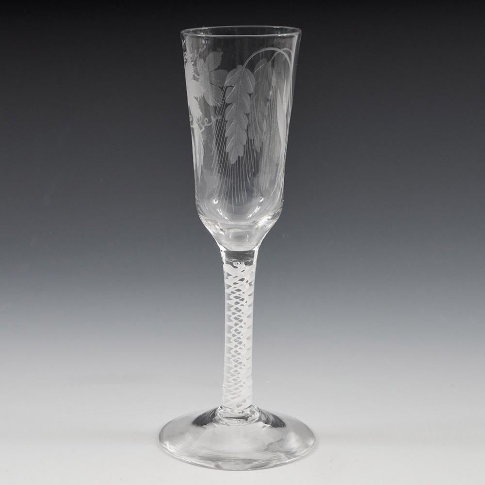 George II Engraved Georgian Opaque Twist Stem Ale Glass, c1760 For Sale