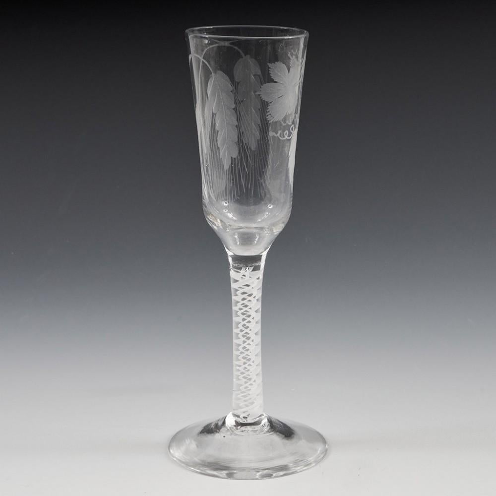 Engraved Georgian Opaque Twist Stem Ale Glass, c1760 In Good Condition For Sale In Tunbridge Wells, GB