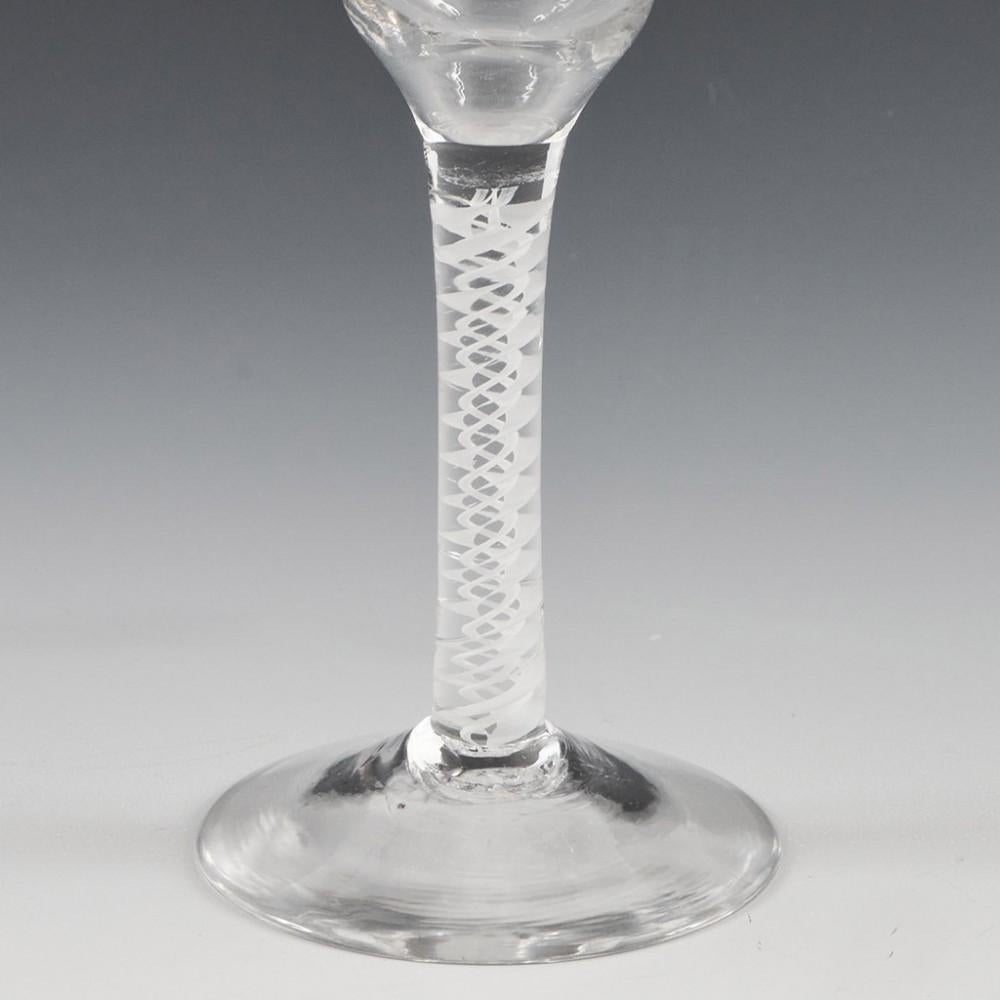 18th Century and Earlier Engraved Georgian Opaque Twist Stem Ale Glass, c1760 For Sale
