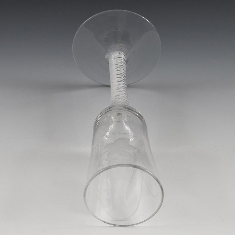 Engraved Georgian Opaque Twist Stem Ale Glass, c1760 For Sale 3