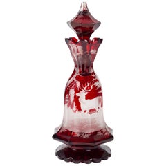 Engraved Glass Decanter from the Black Forest, 19th Century, Napoleon III Period