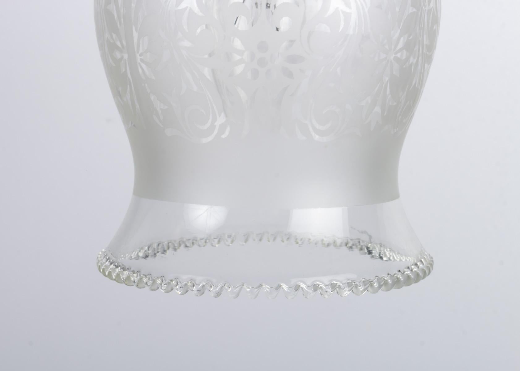 Art Nouveau Engraved Glass Hanging Lamp