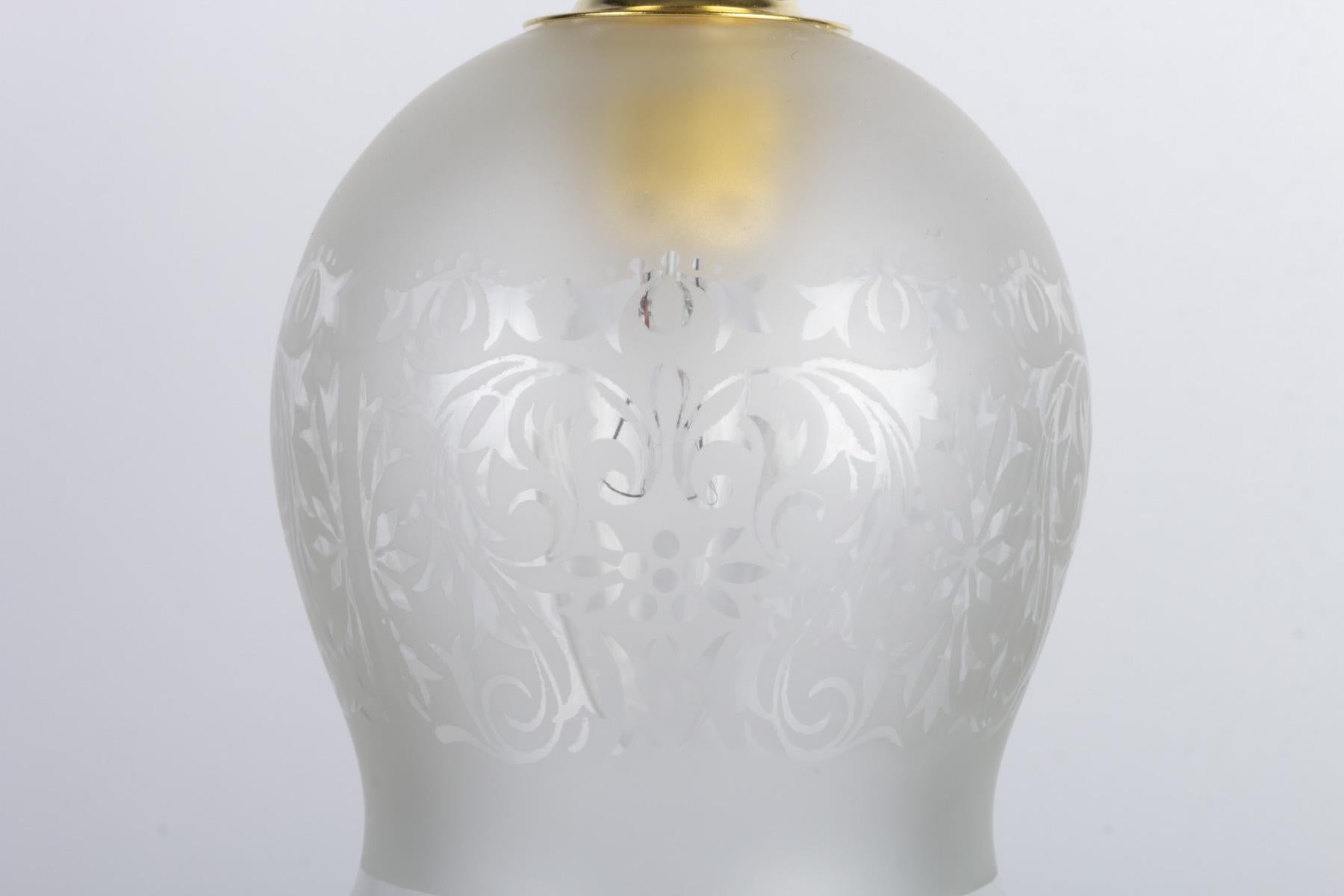 European Engraved Glass Hanging Lamp