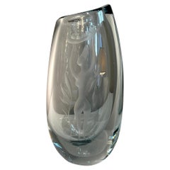 Jarrón de cristal grabado, Edición Orrefors, Suecia, hacia 1950