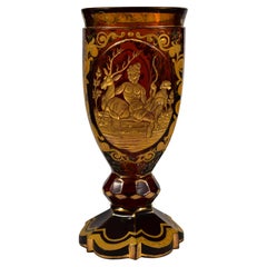 Vintage Engraved Goblet with the Motif of Diana the Goddess of the Hunt 19-20th Century 