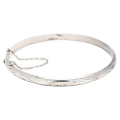 Vintage Engraved Hinged Bangle Bracelet, Sterling Silver