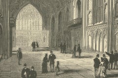 Engraved Interior of Guildhall: A Detailed Depiction of London's Ceremonial Hall