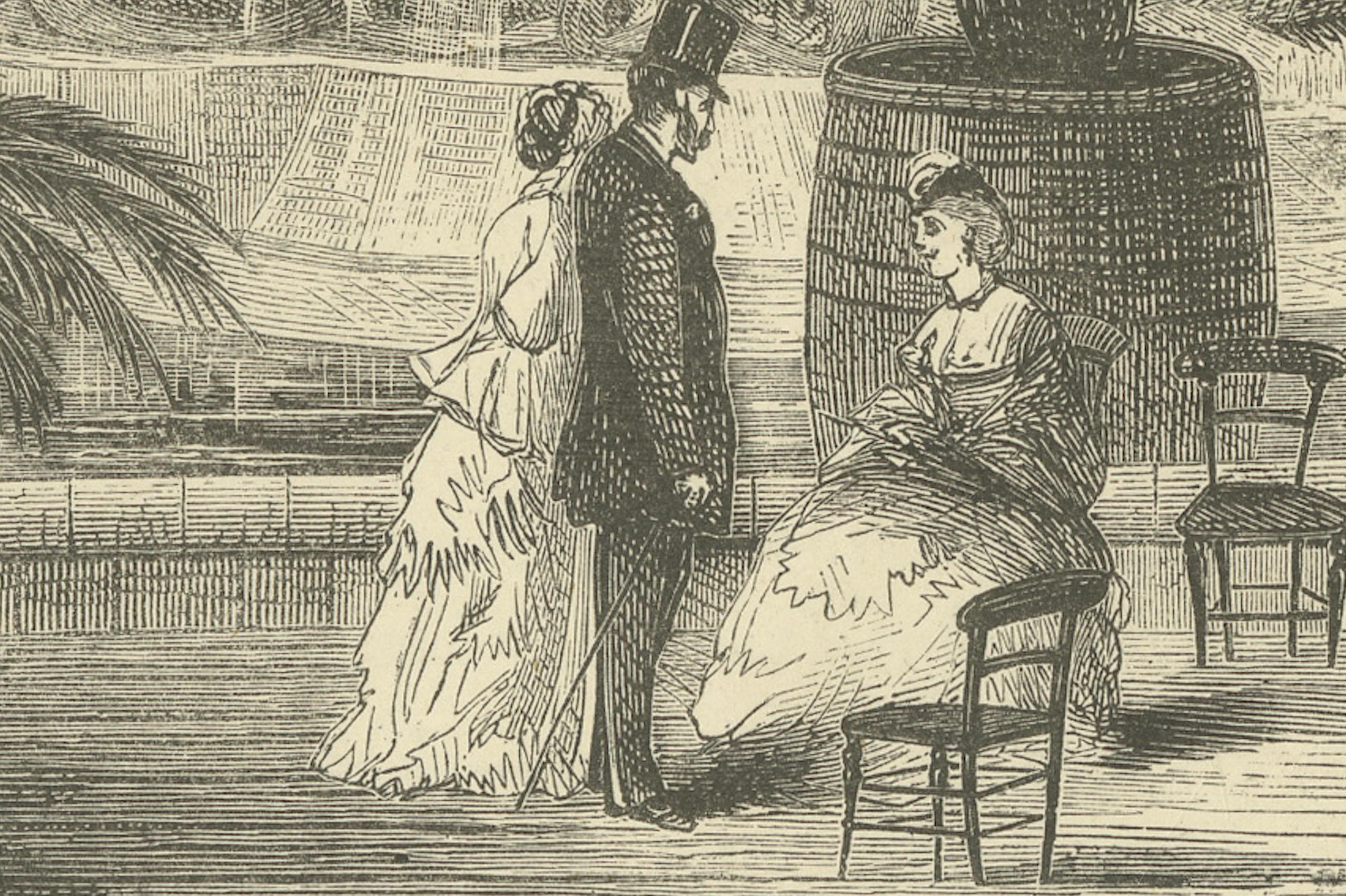 This print is labeled as the Interior View of the Crystal Palace, Sydenham, and it was also engraved by J. C. Griffiths, as seen in the lower right corner. The engraving portrays the lush, tropical indoor gardens within the famous Crystal Palace, a