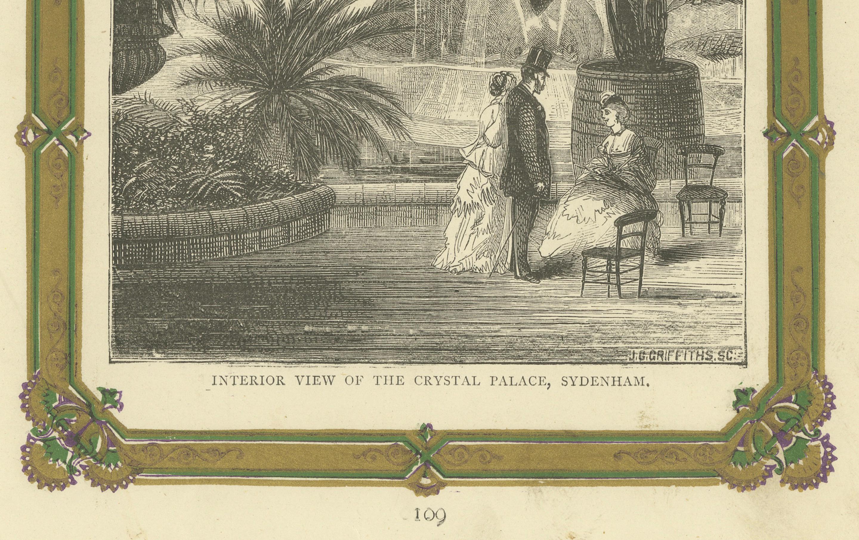 Engraved Interior of the Crystal Palace, Sydenham: A Lush Victorian Space, 1872 In Good Condition For Sale In Langweer, NL