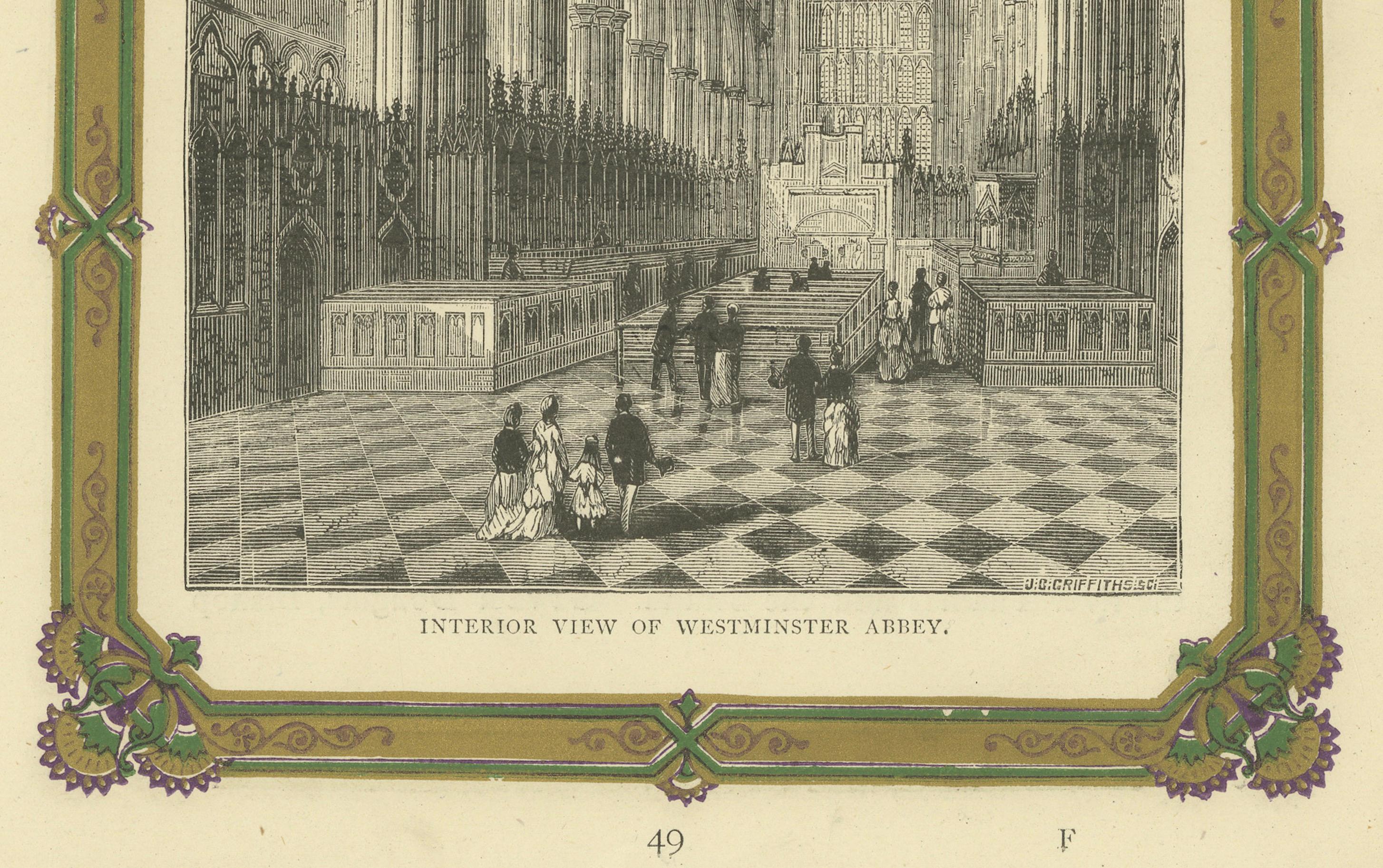 Engraved Interior of Westminster Abbey: A Detailed Gothic Masterpiece, c.1872 In Good Condition In Langweer, NL