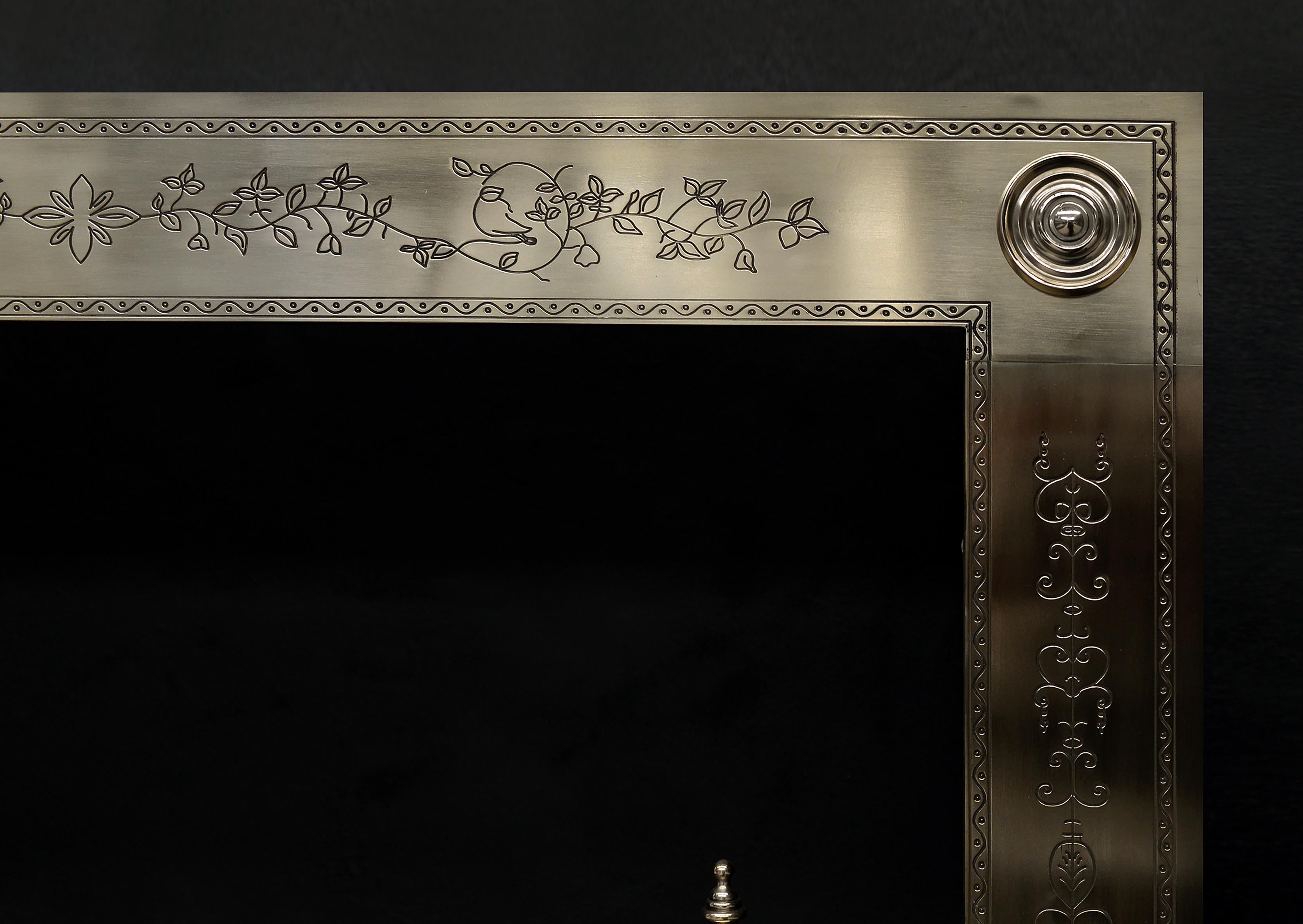 Brass Engraved Irish Georgian Style Register Grate For Sale
