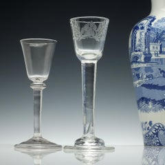 Engraved Irish Plain Stem Cordial Glass, circa 1750